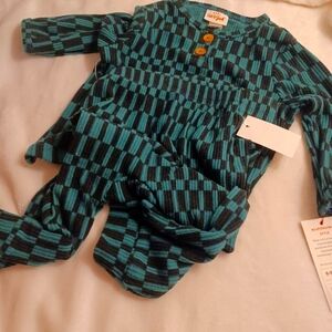 Green Plaid Checkered Boys Top Pants suit Cat and Jack 6-9 M New Tags